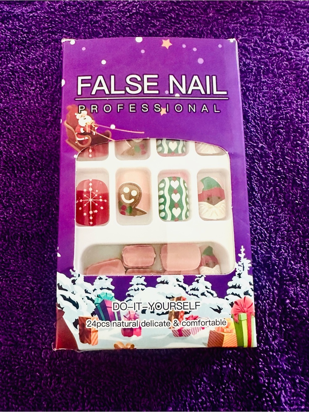 False Nail Professional Holiday Press-On Set - Purple Packaging